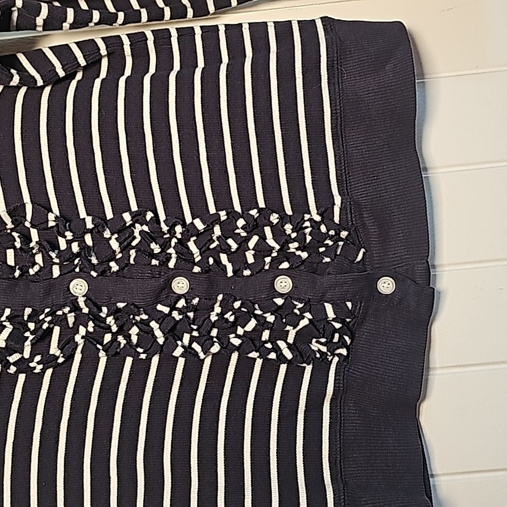 Pendleton MP navy blue/white striped ruffled cardigan - Picture 4 of 15